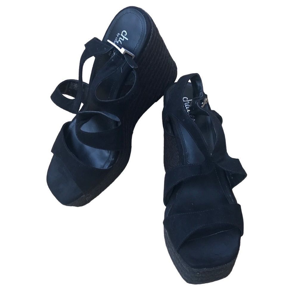 Charles by Charles David black 1.5” platform espadrilles 5” heels size 9.5